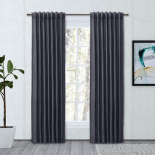 RICARDO TRADING Cotton Blend Chevron Room Darkening Thermal Lined Rod Pocket Single Short Curtain Panel