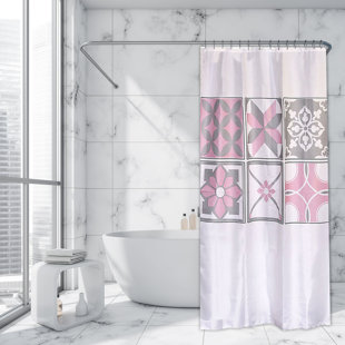 EVIDECO Bastide Rosace Extra Long Shower Curtain Polyester