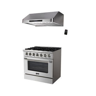 Awoco 2 Piece Kitchen Appliance Package with 36'' Gas Freestanding Range , and Under Cabinet Range Hood