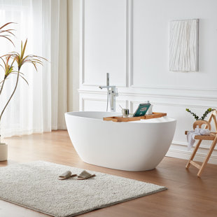 PENSEN Cpingao 67" x 30.71" Freestanding Soaking Solid Surface Bathtub