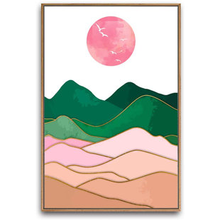 IDEA4WALL Abract, Sun, Mountain Framed On Canvas Print