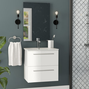 EBERN DESIGNS Santy 20.5'' Wall Mounted Single Bathroom Vanity with Ceramic Top with Mirror