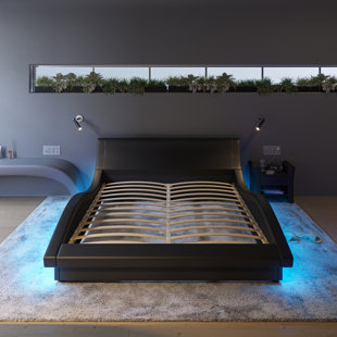 ZTOZZ Sleigh Platform Bed With LED Under The Bed