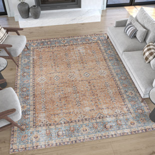 TAYSE RUGS Machine Washable Oriental Flatweave Rust Area Rug