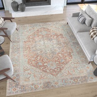 TAYSE RUGS Machine Washable Oriental Flatweave Rust Area Rug