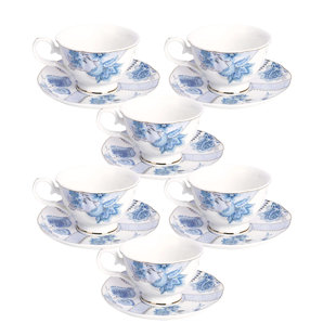 LEVI BEER Cinambei Porcelain Teacup and Saucer (Set of 6)