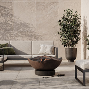 SUNJOY 53cm H x 87cm Steel Outdoor Fire Pit