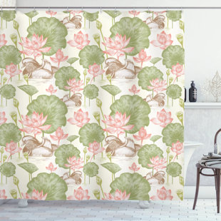 BLOOMSBURY MARKET Angelina Floral Shower Curtain with Hooks Included