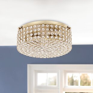 HOUSE OF HAMPTON® Siyana 2-Light Crystal Flush Mount Drum Ceiling Light