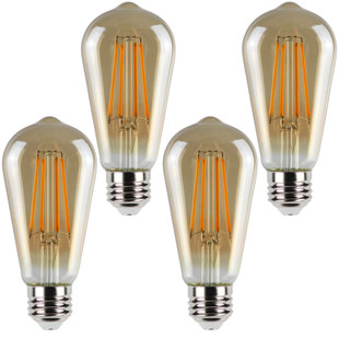 CANDEX LIGHTING 6 Watt 40 Watt Equivalent, ST19 LED, Dimmable Light Bulb, Warm White 2200K E26/Medium Standard Base (Set of 4)
