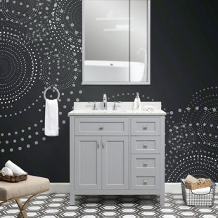 HIGHLAND DUNES Benigna 36'' Free Standing Single Bathroom Vanity with Stone Top