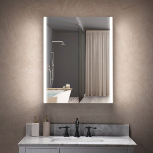 WOODBRIDGE Surface Mount Frameless 1 Door Medicine Cabinet with 2 Adjustable Shelves and LED Lighting