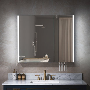 WOODBRIDGE Surface Mount Frameless 2 Doors Medicine Cabinet with 4 Adjustable Shelves and LED Lighting