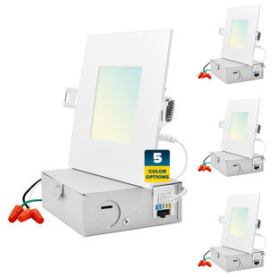 SUNPERIAN 4'' Selectable Color Temperature Dimmable Air-Tight IC Rated LED Canless Recessed Lighting Kit (Set of 4)