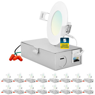 SUNPERIAN 3" Ultra Slim Selectable CCT New Construction IC LED Canless Recessed Lighting Kit (Set of 16)