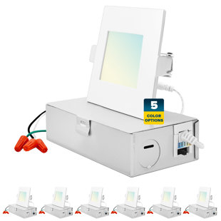 SUNPERIAN 3" Ultra Slim Selectable CCT New Construction IC LED Canless Recessed Lighting Kit (Set of 6)