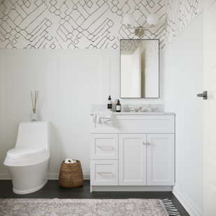 ARIEL BATH Hamlet 37'' Free Standing Single Bathroom Vanity with Carrara Marble Top