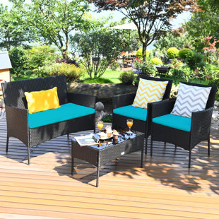 LARK MANOR™ Alifa 4 Piece Rattan Sofa Seating Group with Cushions