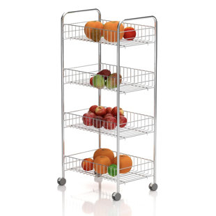 WPL BATHROOM & KITCHEN DESIGNS 27cm W Steel Shelving Unit with Wheels