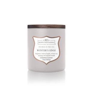 MANLY INDULGENCE Signature Winters Edge 15 oz Wooden Wick Soy Wax Scented Jar Candle, Up to 60 Hours Burn