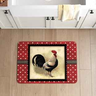 LAUREL FOUNDRY MODERN FARMHOUSE® Rapp Polka Dot Speckled Rooster Kitchen Mat
