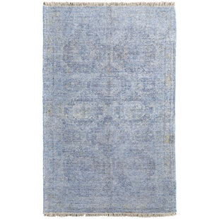 CANORA GREY Lawarren Hand-Knotted Wool/Viscose Beige/Light Gray/Classic Blue Area Rug