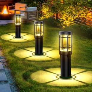 BUCASA Black Low Voltage Solar Powered Integrated LED Pathway Light Pack (Set of 6)