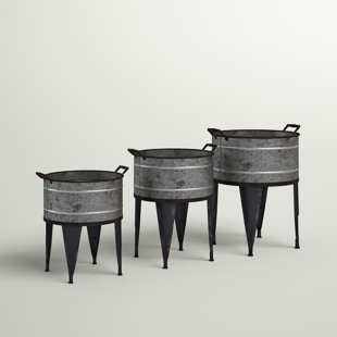 TRENT AUSTIN DESIGN® Nehls Metal Planter Pots on 4-Leg Stands and Handle