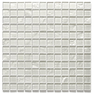 NOVOTILESTUDIO Bellagio Pearl White 1" x 1" Glass Grid Mosaic Wall & Floor Tile