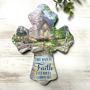 GLOW DECOR Walk By Faith Wooden Cross