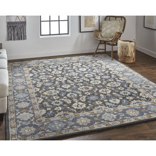 CANORA GREY Cahari Oriental Handmade Tufted Cotton/Wool Dark Gray/Blue/Red Area Rug