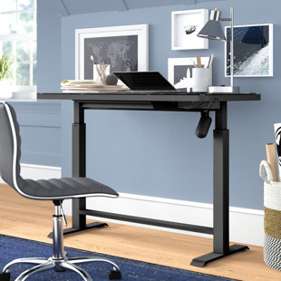 HAAKEN FURNITURE Adjustable Glass Top Metal Base Standing Desk