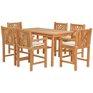 CHIC TEAK 6 - Person Rectangular Teak Outdoor Dining Set with Cushions