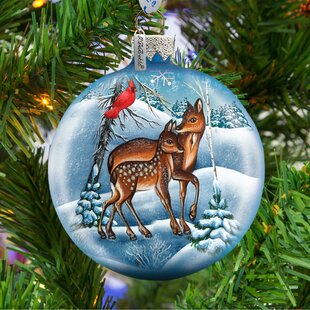 G DEBREKHT Holiday Splendor Glass Animal Ball Ornament