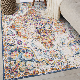 LANGLEY STREET® Beverly Oriental Orange/Blue/Cream Area Rug