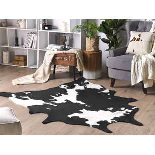 GRACIE OAKS Teppich Bazzinotti aus Kuhfell in Schwarz