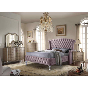 ENVISAGE TRADE President Bed King Plush Velvet Steel