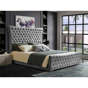 ENVISAGE TRADE Plexa Bed Double Plush Velvet Grey