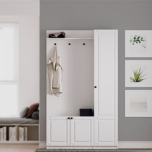 HOMEAGLOBE Hall Tree 120cm Wide with Shoe Storage