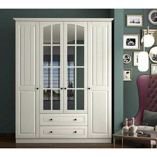 ROSALIND WHEELER Anae 4 Door Manufactured Wood Wardrobe