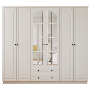 ROSALIND WHEELER Anntoinette 6 Door Manufactured Wood Wardrobe