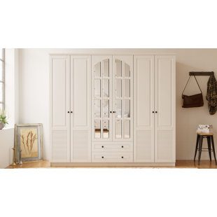 ROSALIND WHEELER Anthonella 6 Door Manufactured Wood Wardrobe