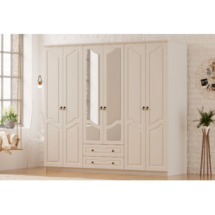 ROSALIND WHEELER Antravia 6 Door Manufactured Wood Wardrobe