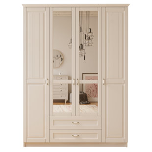 ROSALIND WHEELER Ambreal 4 Door Manufactured Wood Wardrobe