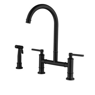 RBROHANT 14.96" Kitchen Sink Faucet with Side Sprayer,Stainless Steel Bridge Faucet for Kitchen Sink