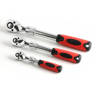 HUBESTSELLER Extendable Long Handle Socket Ratchet Set 1/4", 3/8"And 1/2" Drive Wrenches 3Pc