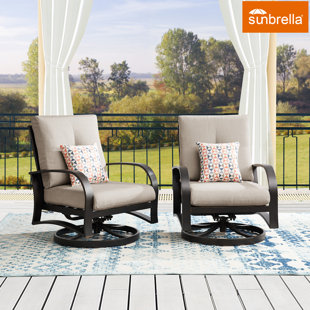 LARK MANOR™ Arlice Patio Aluminum Swivel Chair with Sunbrella Cushions (Set of 2)