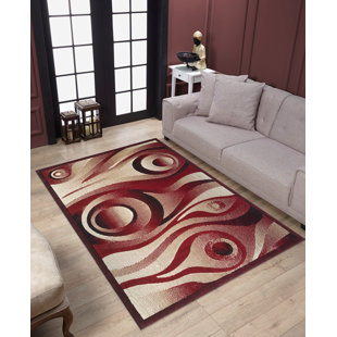 JENIN HOME FURNISHING Performance Red/Beige Rug
