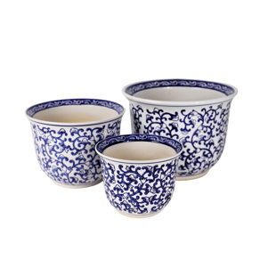 EURO CERAMICA Blue Garden and Florentine Garden Planter Set