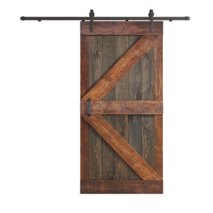 COAST SEQUOIA Paneled Wood K Series Barn Door with Installation Hardware Kit